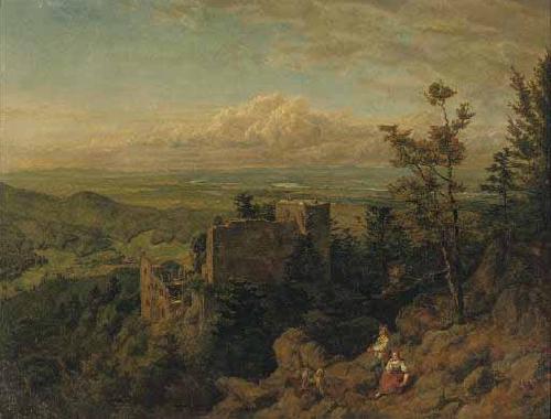 Hans Thoma Die Burgruine Hohenbaden oil painting picture